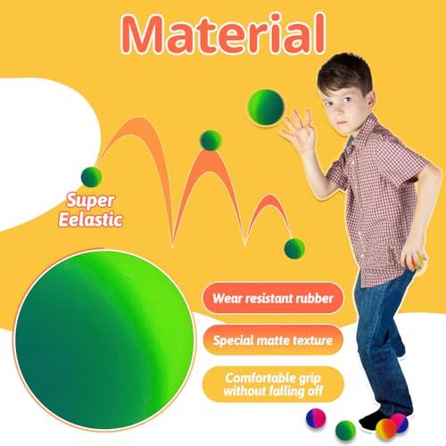 Irrmshr Jumbo Bouncy Balls - 6 Pack, 45mm Rubber Balls for Kids