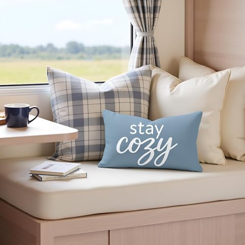 HERHOME 12x20 Inch Dusty Blue Decorative Throw Pillow Cover — Cozy Farmhouse Style