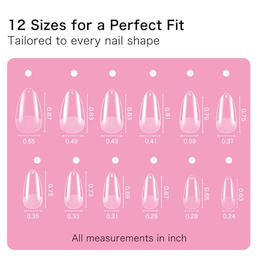 Creaglam Medium Almond Fake Nails - 240PCS Clear Gelly Press On Nail Tips