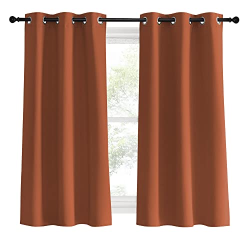 NICETOWN Burnt Orange Blackout Curtain Panels 34" x 60" (2 Pack) - Thermal Insulated Grommet Drapes