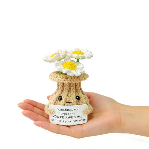 You Are Awesome Crochet Daisy Gift - Inspirational Handmade Decor & Easter Basket Stuffer