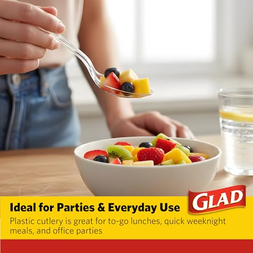 Glad Clear Disposable Plastic Spoons - 24 Count, Sturdy & Reusable