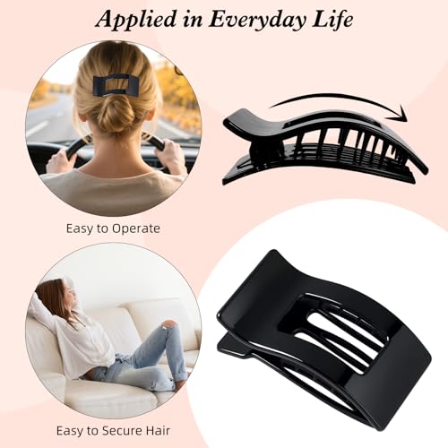 Large Flat Hair Claw Clips 4-Pack Non-Slip Glossy Leopard Barrettes
