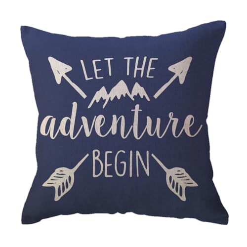 Blue Mountain Adventure Throw Pillow Cover - 18x18 Inch Decorative Cushion