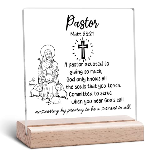 Pastor Appreciation Gift - Clear Acrylic Desk Sign with Stand