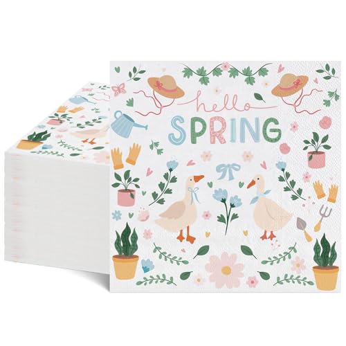 Goose Garden Party Napkins - 50 Count Spring 2-Ply Beverage Napkins