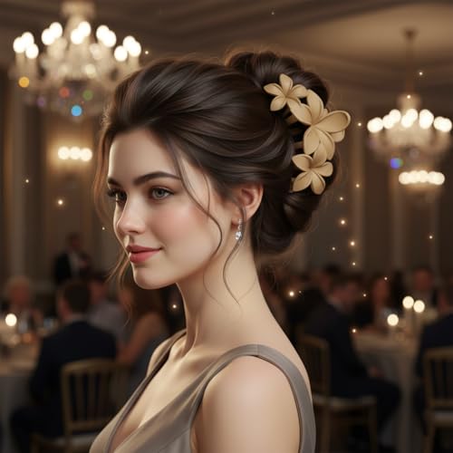 Flower Hair Claw Clips, 4 Pack Large Matte Daisy Clips for Thick Hair