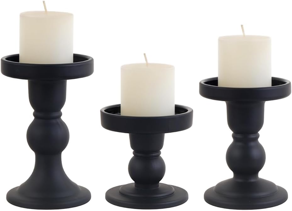 Skiennix 6-Piece Black Glass Candlestick Set - Elegant Crystal Holders for Weddings & Home Decor