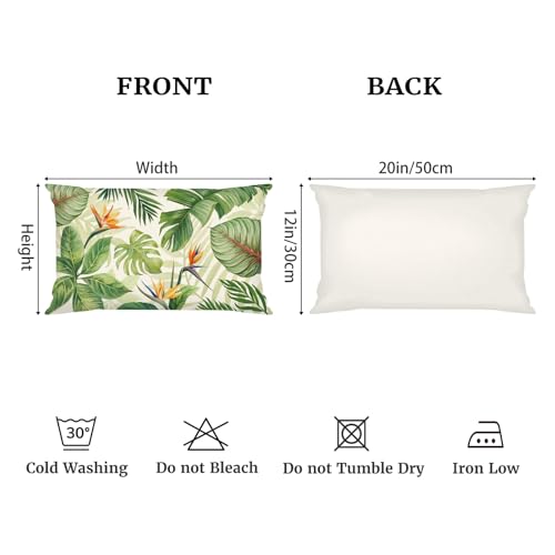 Tropical Palm Leaf Throw Pillow Cover, 12x20 Decorative Cushion Case