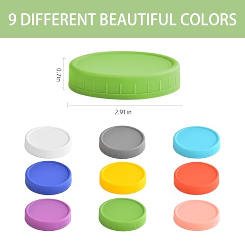 Reusable Plastic Canning Lids for Regular Mouth Mason Jars - 9 Pack