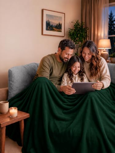Utopia Bedding Queen Size Fleece Bed Blanket - Forest Green, 90x90 Inch