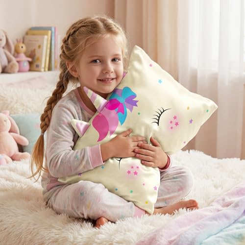 3D White Unicorn Toddler Pillowcase 13x18 inches Kids Bed Pillow Cover