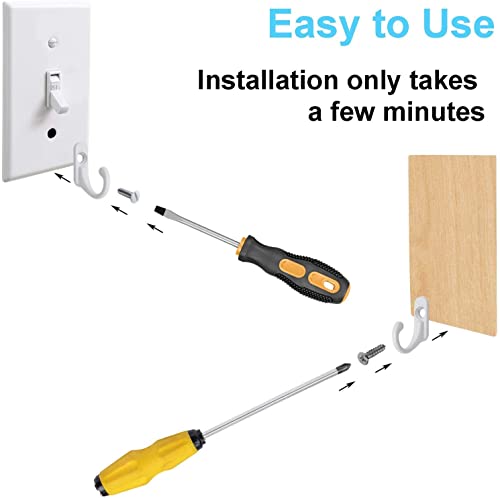 Chanvoo Light Switch Plate Hooks, 3 Pack White Wall Mounted Utility Hooks