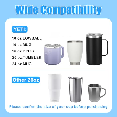 20 oz Tumbler Lid for Yeti, 2 Pcs Magnetic Replacement Lids for Yeti Rambler 20 oz Tumbler, 10/24 oz Mug and 10 oz Lowball, Travel Spill Proof Cup Lids Covers with Magnetic Slider Switch, BPA Free