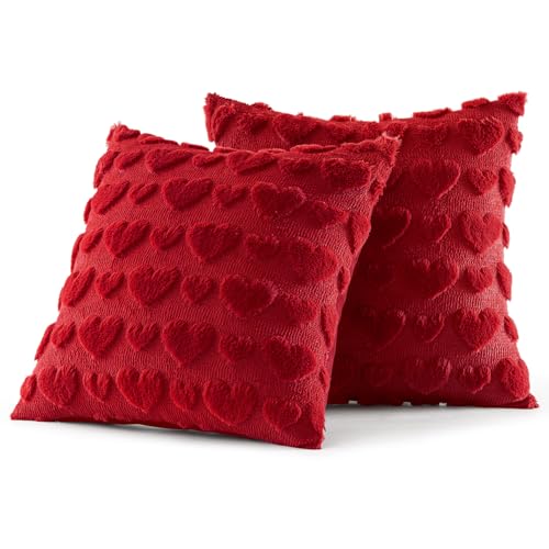MIULEE Valentines Pillow Covers 18x18 Inch Set of 2 Red Heart Holiday Decor