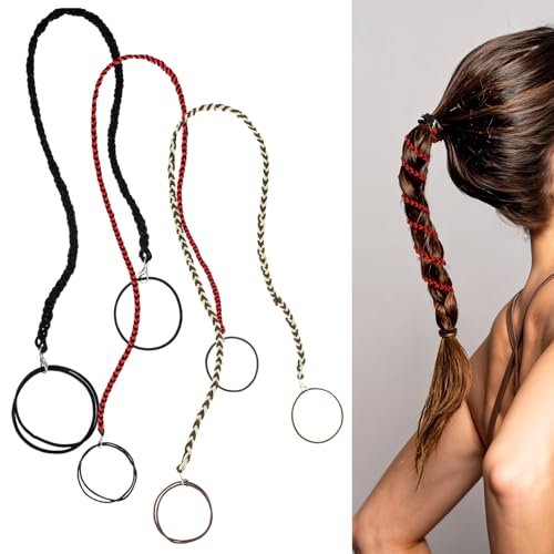 HJZHII 3PCS Spiral Braided Hair Ties Long Ponytail Holder Wrap for Sports