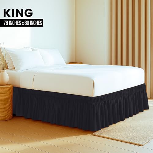 Utopia Bedding King Bed Skirt - Black, 16 Inch Drop, Easy Fit