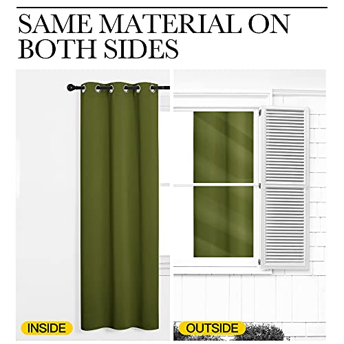 NICETOWN Olive Green Blackout Curtain Panel - 55x68 inches, Thermal Insulated, Room Darkening