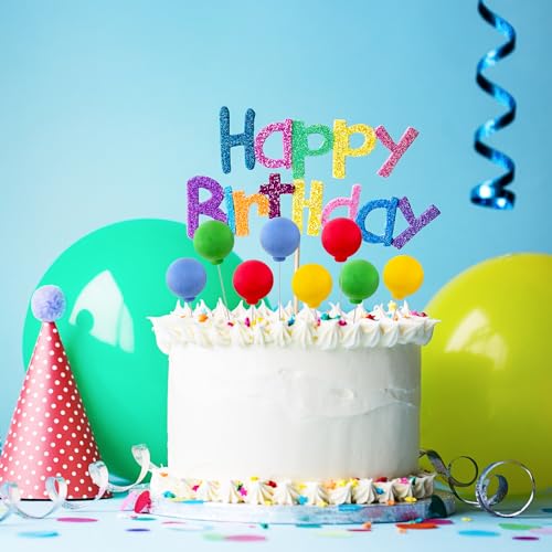 40 Pcs Rainbow Mini Balloon Cake Toppers - Classic Clay Cupcake Decorations