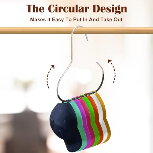 6-Pack Hat Organizer for Baseball Caps - Metal Hanger Storage