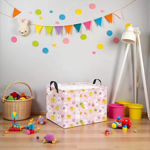 LATOGHIVE Waterproof Collapsible Easter Storage Basket - Pink