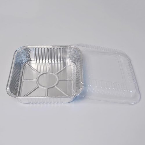 300-8x8 Aluminum Square Baking Cake Pans - Heavy Duty Disposable Food Containers with Clear Lids