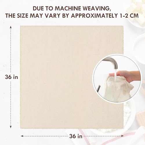Grade 100 Unbleached Cotton Cheesecloth - 36x36 Inch, Food-Safe