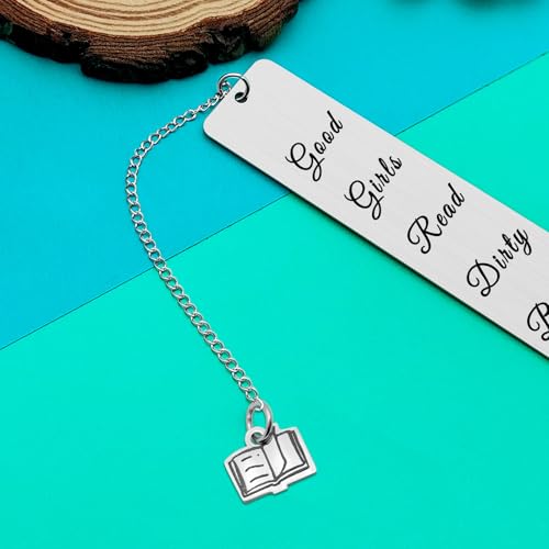 Dabihu Funny Metal Bookmark for Book Lovers and Women, Stainless Steel Bookworm Gift with Velvet Pouch