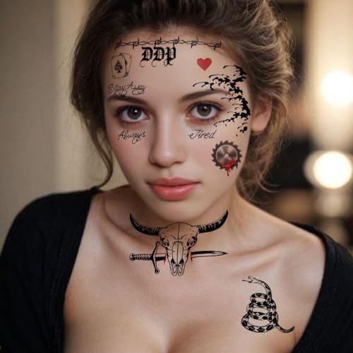 Halloween Temporary Face Tattoos 4 Sheets Cosplay Stickers
