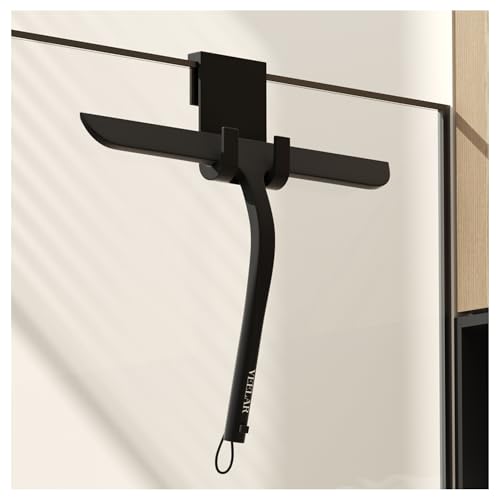 VEELAR Black Shower Squeegee for Glass Cleaning with Hook