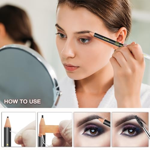 KAIQIKAIXI Waterproof Micro Eyebrow Pencil with Spoolie Brush