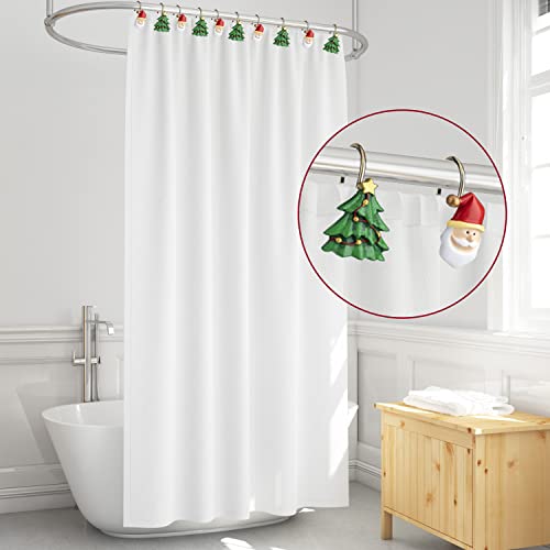 HELORAY Christmas Shower Curtain Hooks - Rust-Proof Metal Rings, Set of 12