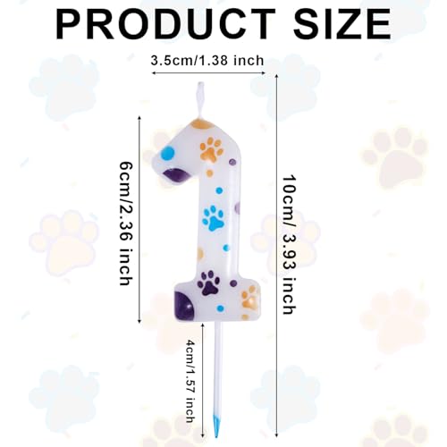 Cute Paw Print Birthday Candle - 3.94 Inch Blue Number 1 Cake Topper