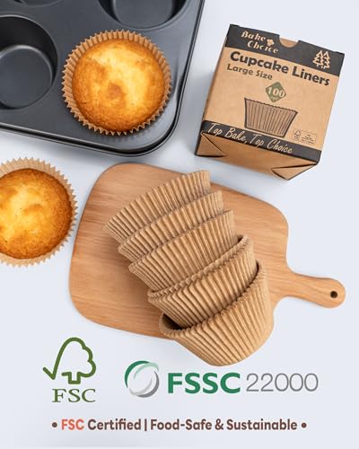 Bake Choice Jumbo Cupcake Liners - 100pcs Natural Non-Stick Muffin Cups