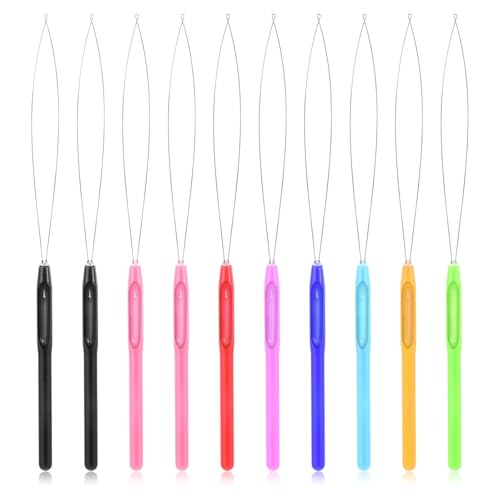 10-Piece Hair Extension Loop Needle Threader & Pulling Hook Tool Kit