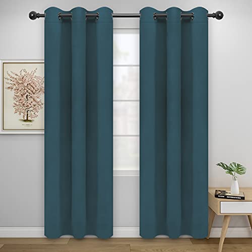 Easy-Going Thermal Blackout Curtains - 42x84 Inch Bluestone, 2-Panel Set