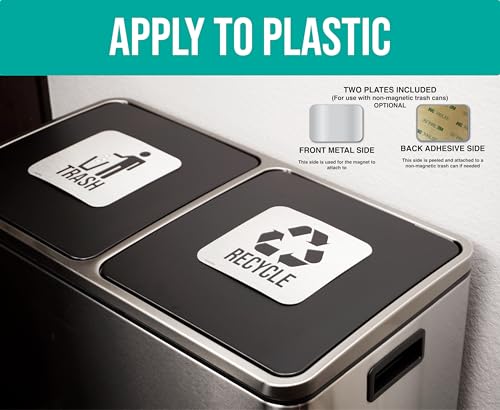 Trash and Recycle Magnets for Kitchen Bins - 5.5 Inch Square