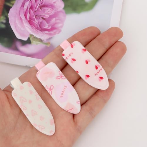 CURASA Valentine's Day No Crease Hair Clips 6PCS Heart Hair Barrettes
