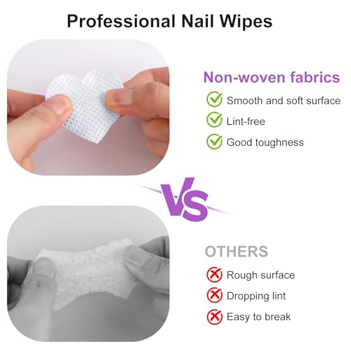 540 Lint-Free Nail Wipes with Pump Dispenser Bottle for Gel Polish