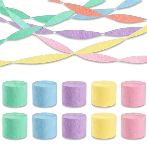 Oun Nana Pastel Rainbow Crepe Paper Streamers - 10 Rolls Color 1