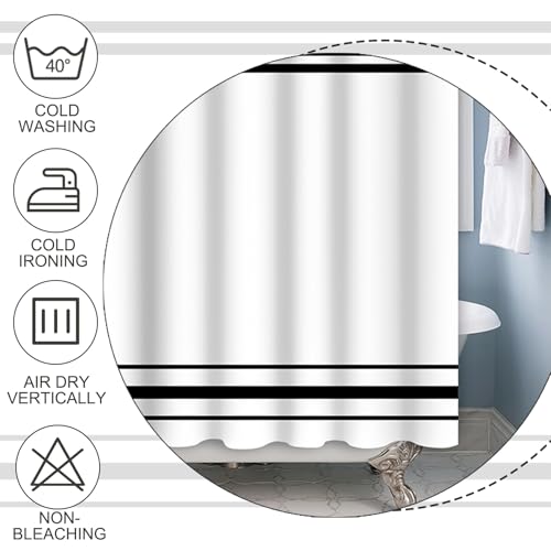 Baocicco Striped Shower Curtain, Black and White, 36 x 72 Inches
