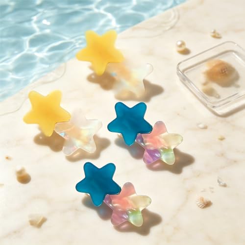 Festneno 4PCS Acrylic Star Hair Clips Non-Slip Geometric Snap Hair Barrettes