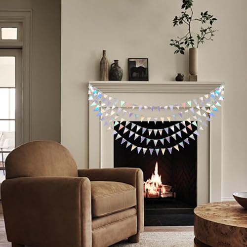 Iridescent Holographic Triangle Pennant Banner - 4 Sets