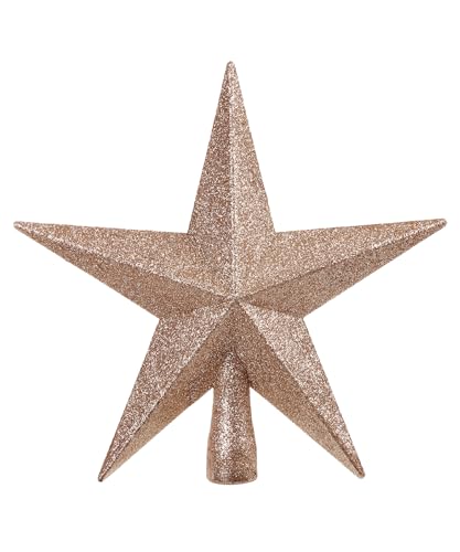 Christmas Tree Topper Glitter Star 8-Inch - Champagne