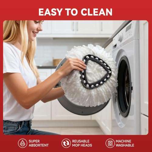 4 Pack Microfiber Mop Head Replacements for O-Cedar Mop Systems