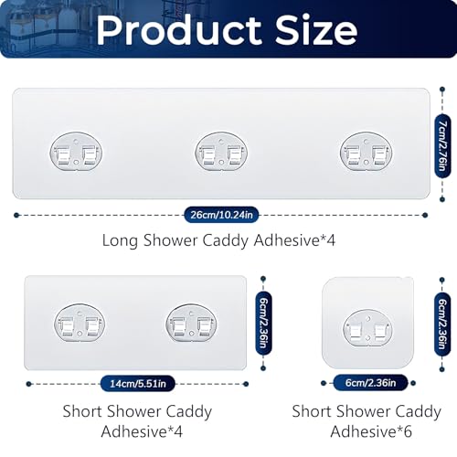 14 Pack Adhesive Shower Caddy Replacement Hooks, Waterproof No-Drill Strips