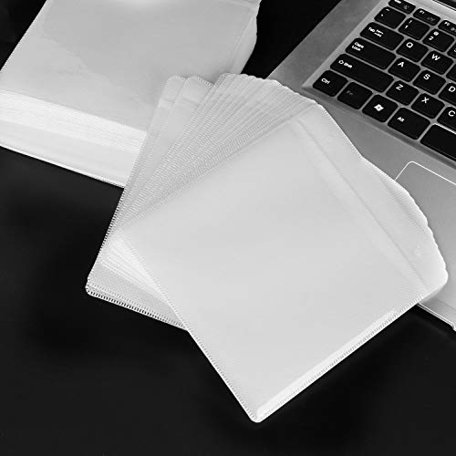 RICHEN Double-Sided CD & DVD Storage Sleeves - 100 Pack (White)