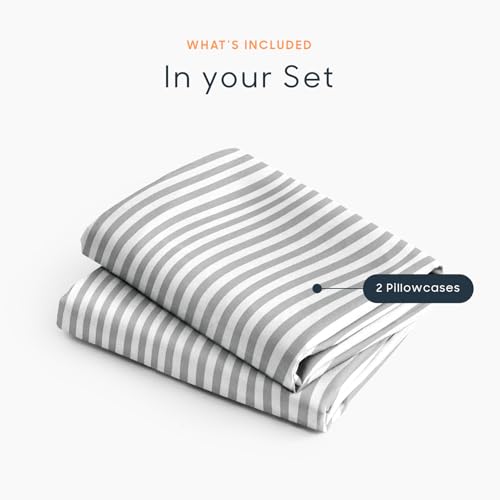 Wake In Cloud Striped Pillow Cases Set of 2 - Gray White, 20x26 Inches