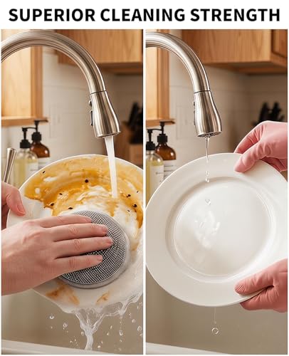 Geyynow 3PCS Reusable Rubber Dishwashing Gloves & Dish Rags Set