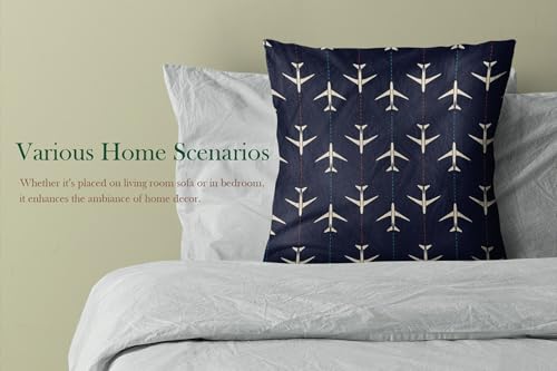 Navy Blue & White Airplanes Throw Pillow Cover - 18" x 18" (Pack of 1)